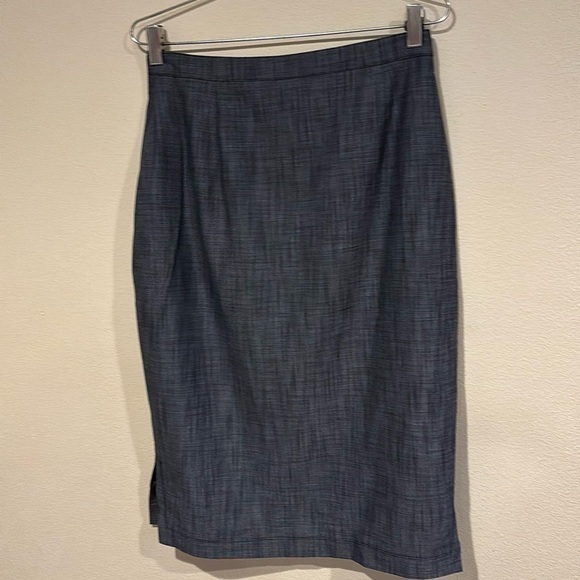Halogen Classic Navy Blue Midi Skirt with Side Slit Size 12 - Picture 1 of 5
